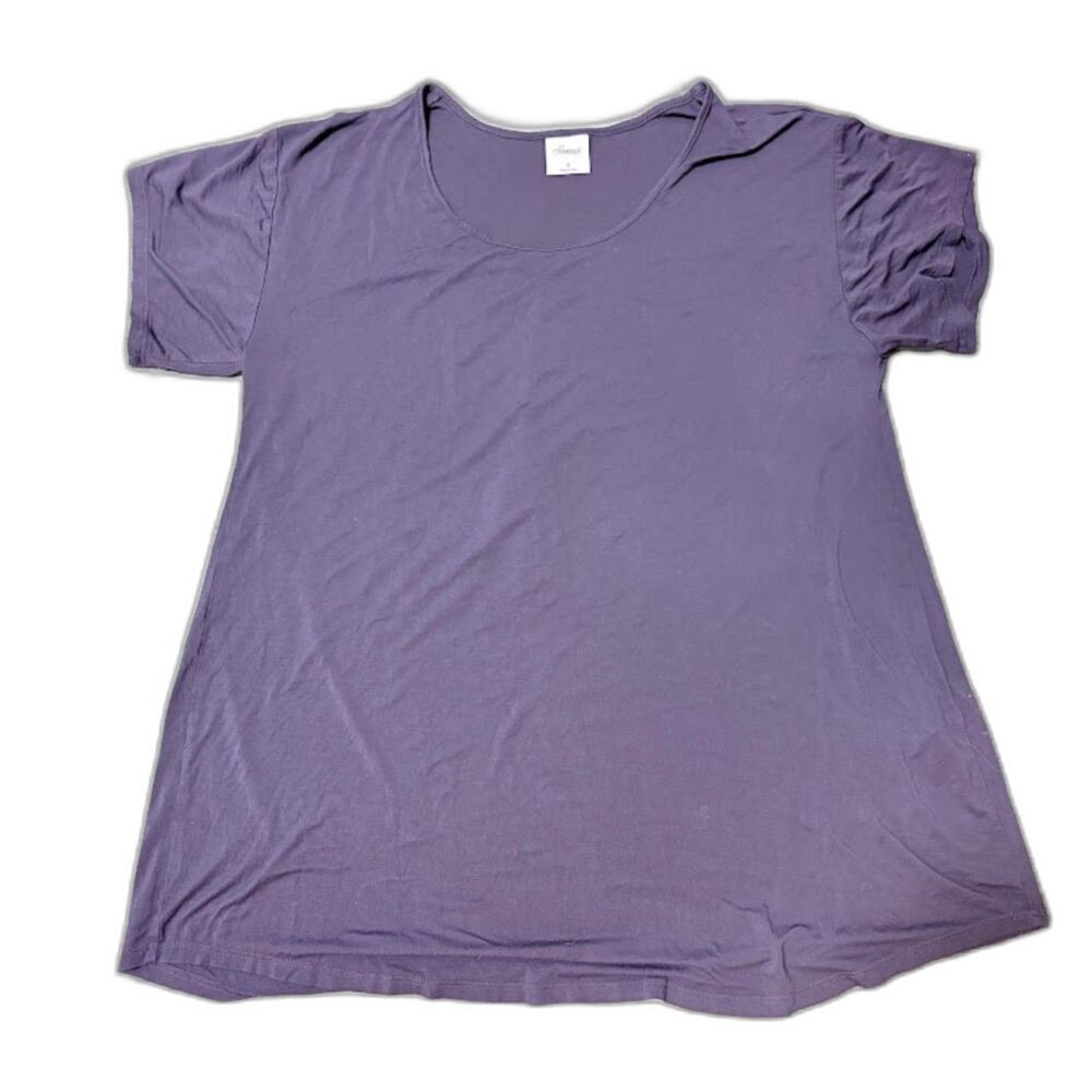 Soma Tee Shirt S Purple Pleated Back Short Sleeve Normcore Lounge Casual Soft